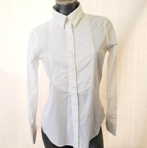 Talbots Wmn Sz 4 Wrinkle Free White Tuxedo Shirt